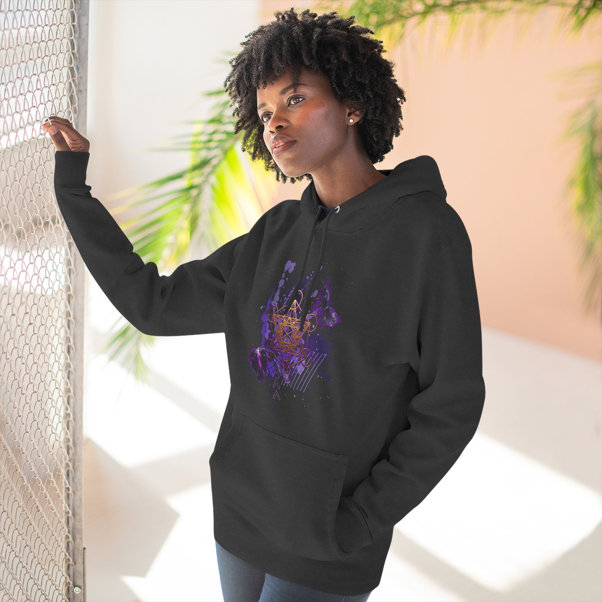 Sacred Geometry Graphic Hoodie Occult Art Ancient Forms: Metatron's Cube