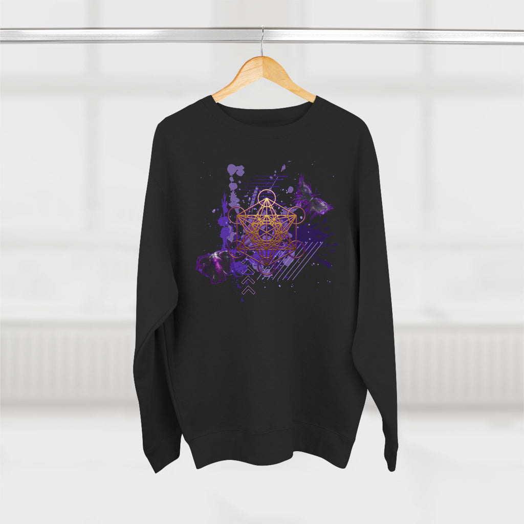 Sacred Geometry Graphic Crewneck Sweatshirt Occult Art Ancient Forms: Metatron's Cube