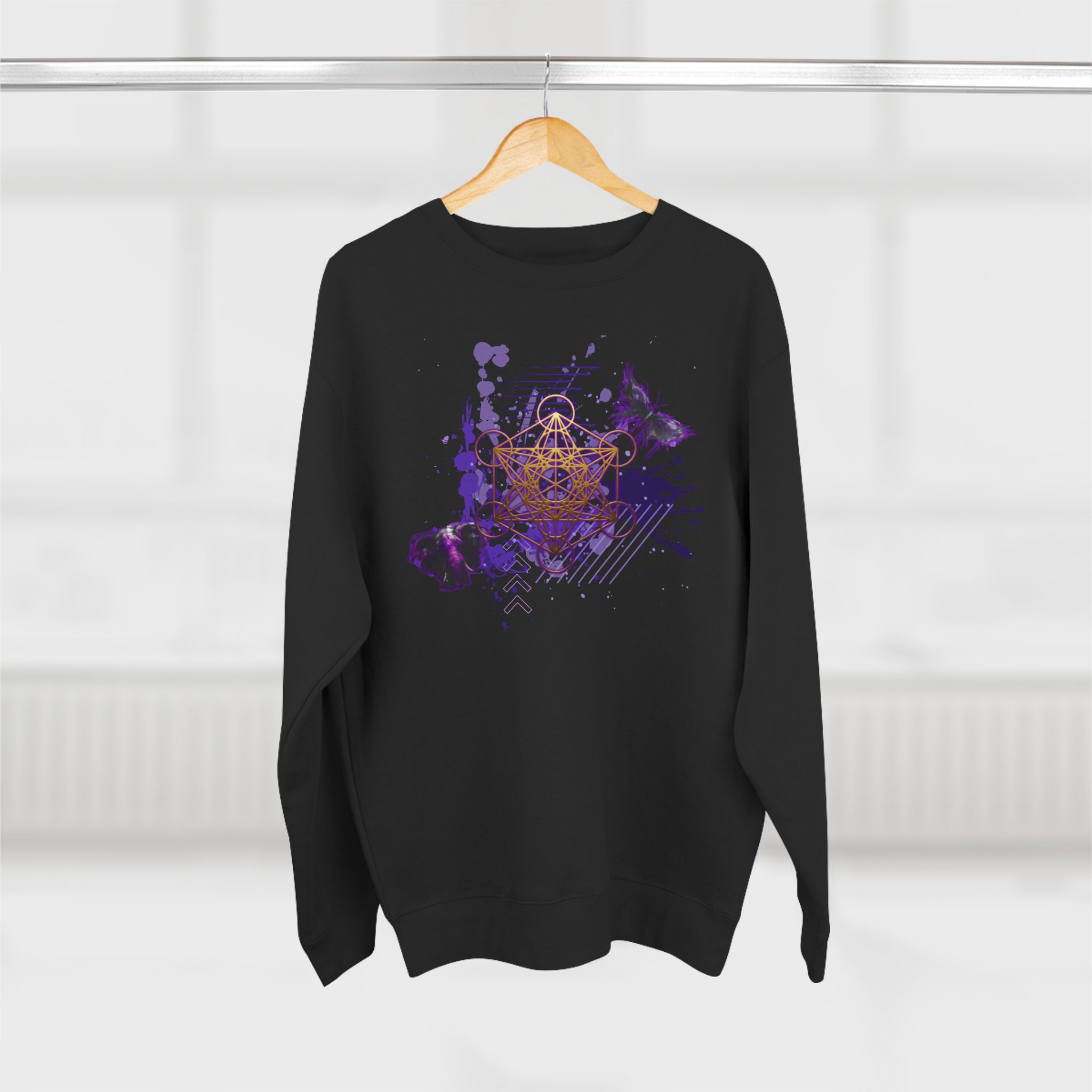 Sacred Geometry Graphic Crewneck Sweatshirt Occult Art Ancient Forms: Metatron's Cube