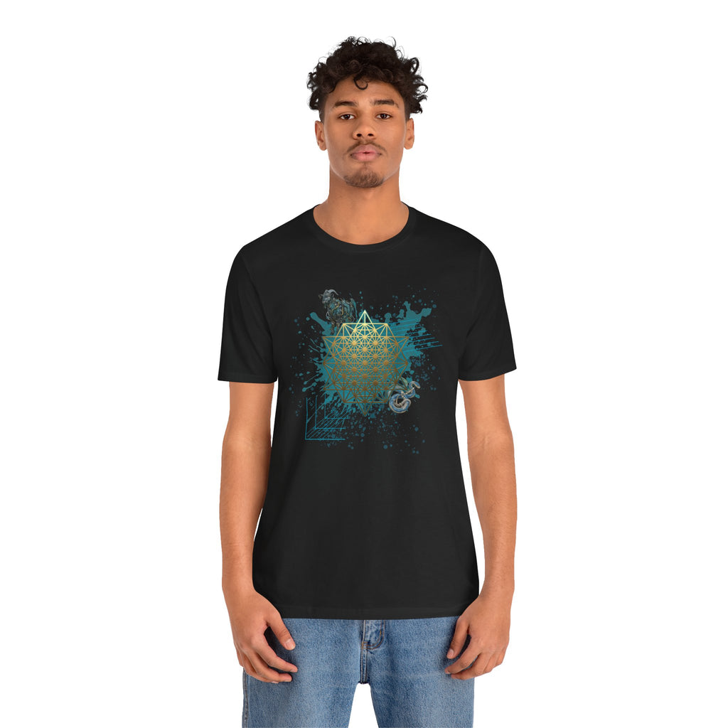 Sacred Geometry Graphic Tee Unisex Bella+Canvas 3001 Shirt Graphic T-Shirt: Tetrahedron