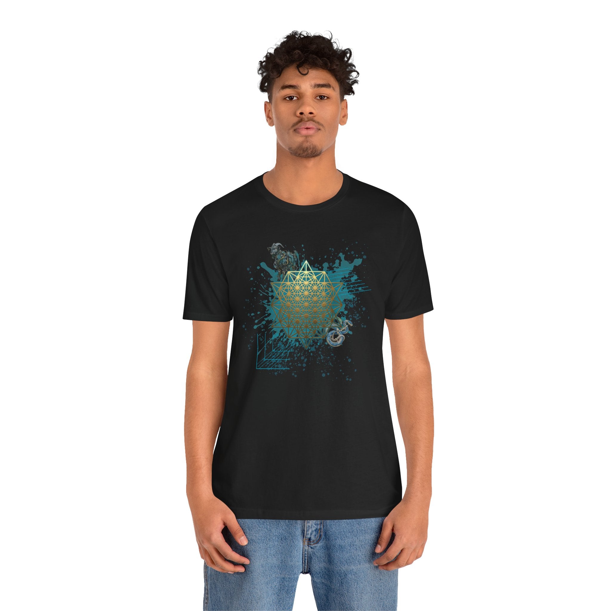 Sacred Geometry Graphic Tee Unisex Bella+Canvas 3001 Shirt Graphic T-Shirt: Tetrahedron