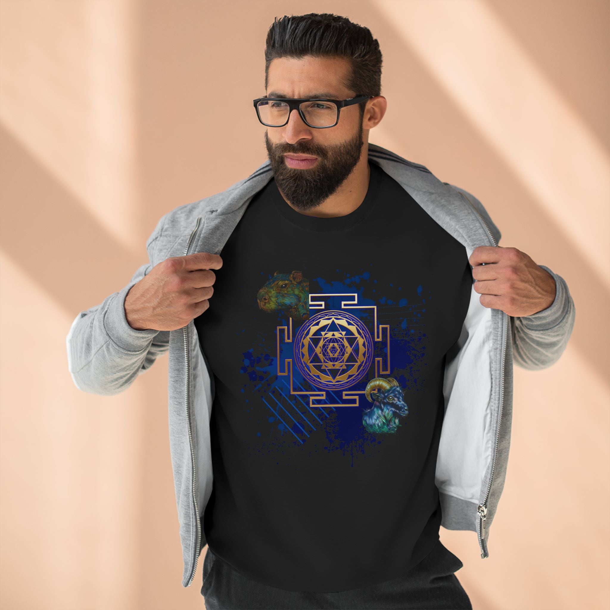 Sacred Geometry Graphic Crewneck Sweatshirt Occult Art Ancient Forms: Sri Yantra