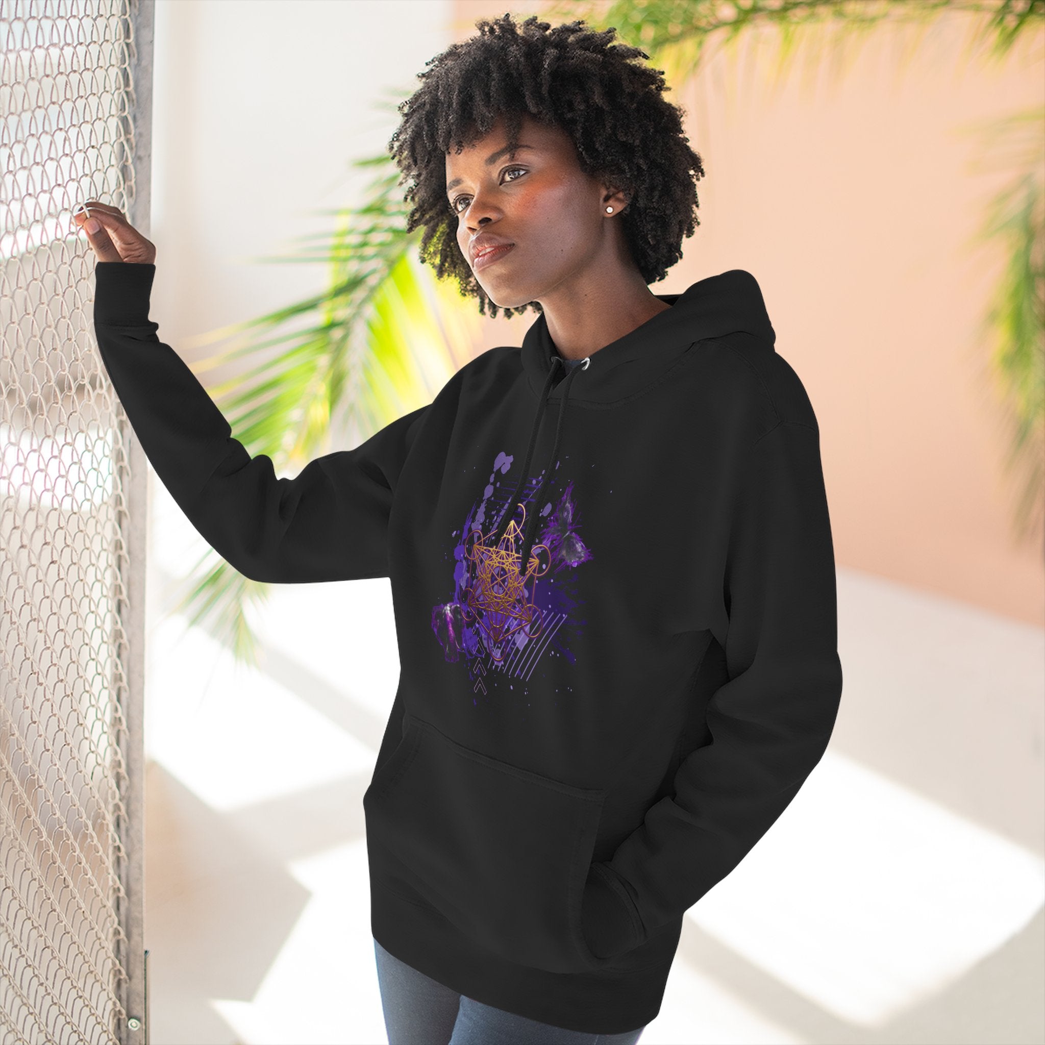 Sacred Geometry Graphic Hoodie Occult Art Ancient Forms: Metatron's Cube
