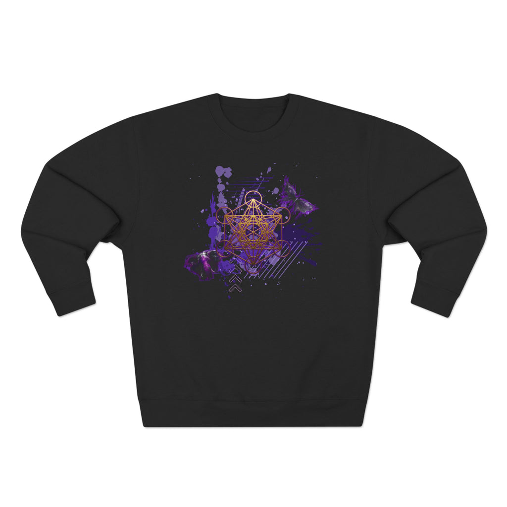 Sacred Geometry Graphic Crewneck Sweatshirt Occult Art Ancient Forms: Metatron's Cube