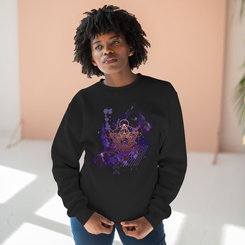 Sacred Geometry Graphic Crewneck Sweatshirt Occult Art Ancient Forms: Metatron's Cube