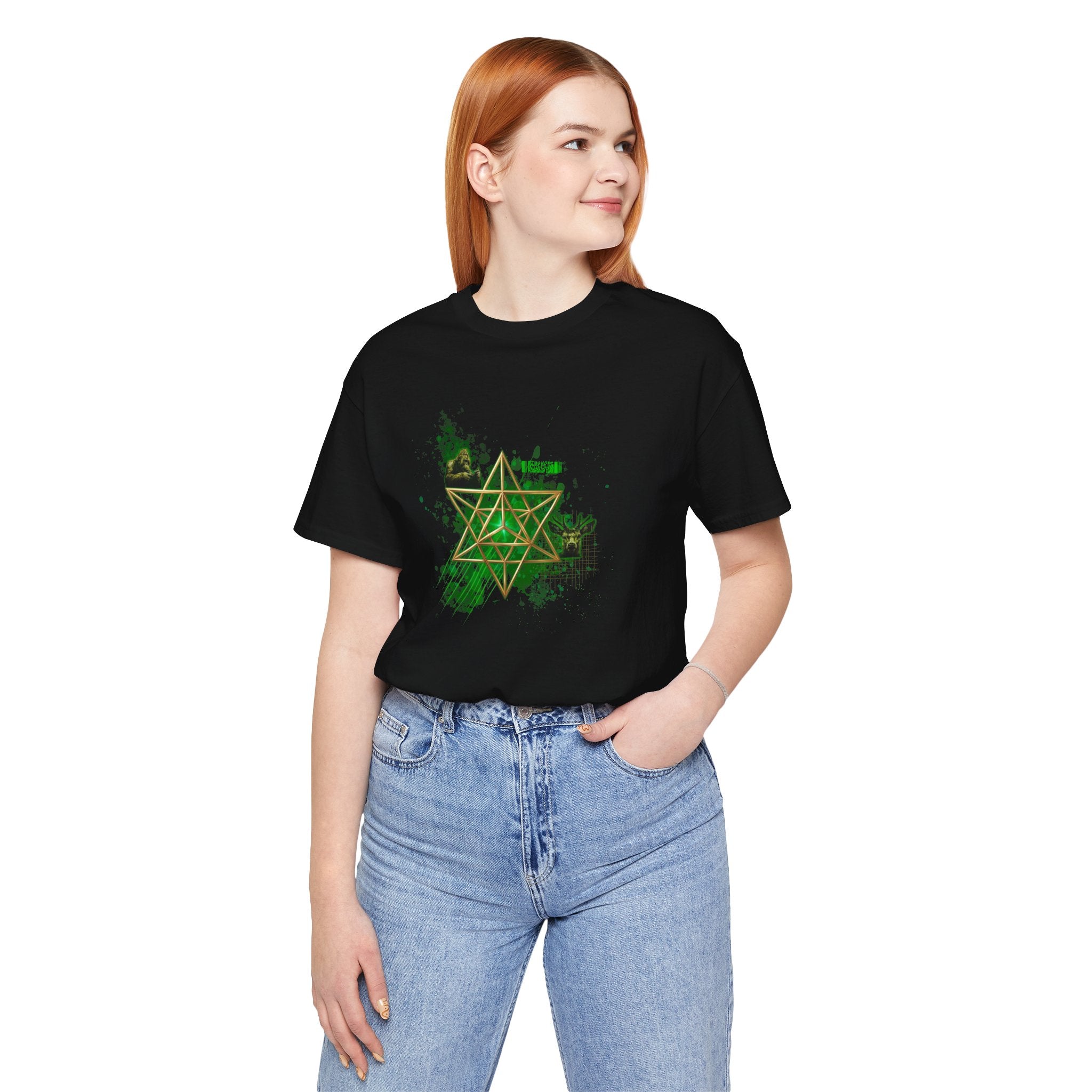 Sacred Geometry Graphic Tee Unisex Bella+Canvas 3001 Shirt Dark Aesthetic T-Shirt: Merkaba
